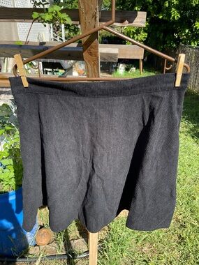 Black Corduroy A-Line Skirt